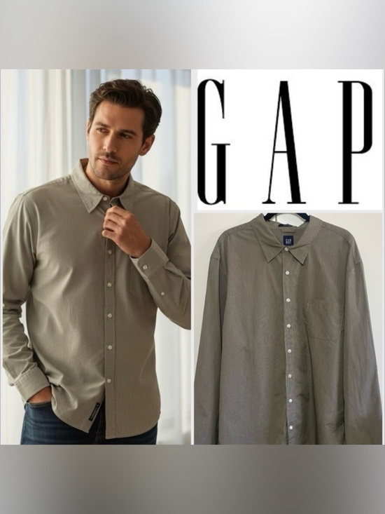 GAP Other - Gap 100% Cotton Fitted Tan White Stripe Button Down Long Sleeve Collared Shirt